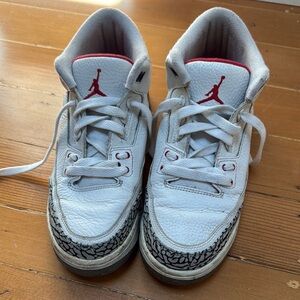 Nike Kids Jordan’s White and Red Sneakers with Black Accents